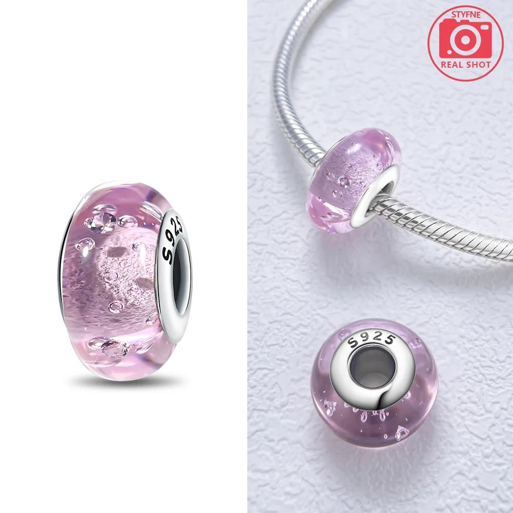 925 Silver Bracelet Women DIY Gift Murano Jewelry with Flower Blue Star Green Turtle Glass Beads