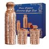 Gift Set Pure Hammered Copper Water Bottle 1000ml + Copper Glass (Pack of 2-300ml Each) Original Heavy Build