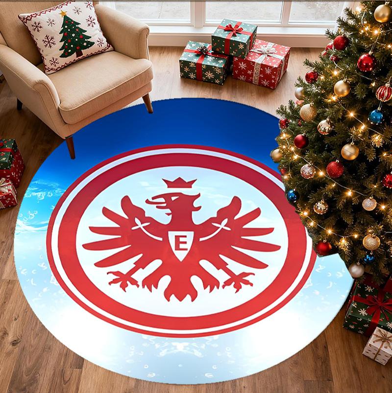 Eintracht Frankfurt Pattern Round Rug, Indoor/Outdoor Mat, for Picnic, Gameroom, Bedroom, Office, Living Room, Home Decor Carpet, Birthday Gift