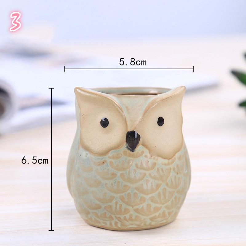 1pcs Personality Succulents Flower Pot Owl Animal Small Flower Pot Creative Cute Thumb Pot Ceramic Hole
