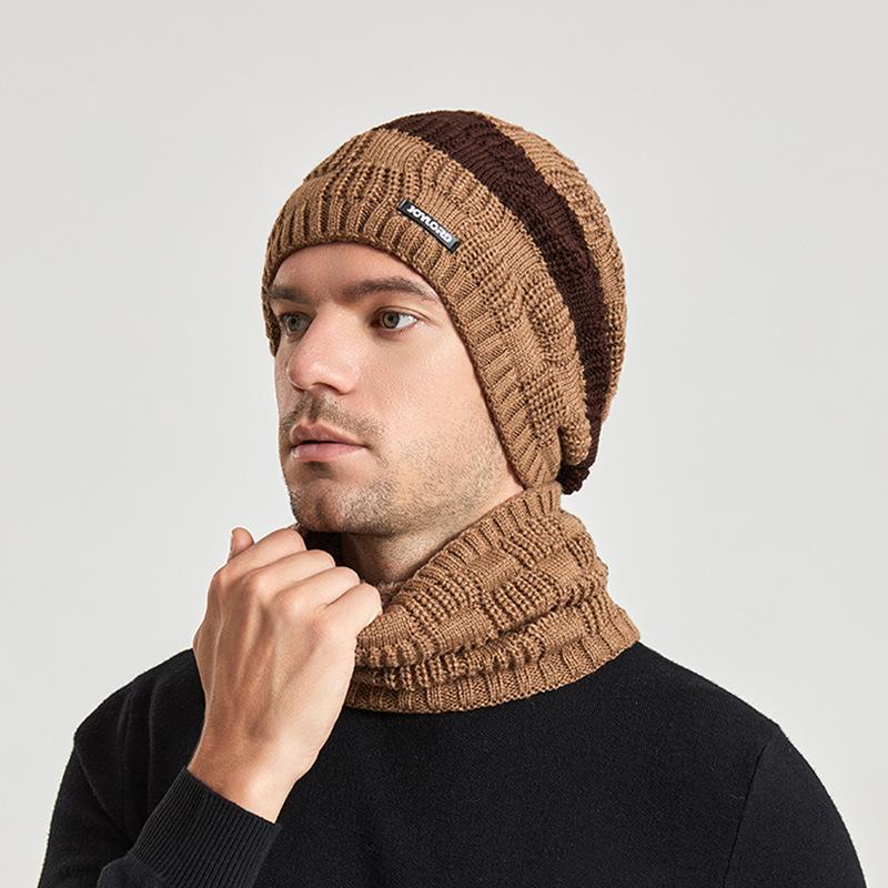 Cross-border New Knitted Pullover Hat Scarf Two-piece Winter Warm Ear Protection Men's and Women's Same Wool Hat