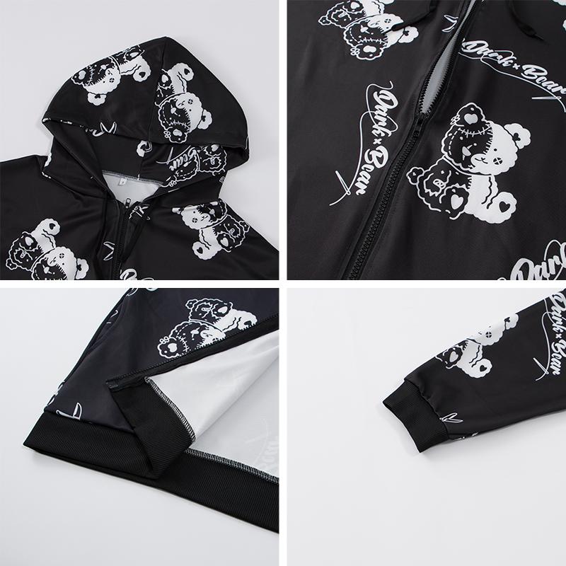 Готический свитшот, женский черный худи на молнии, модная осенняя одежда, толстовки с капюшоном для девочек, корейский пуловер с длинными рукавами в стиле эмо