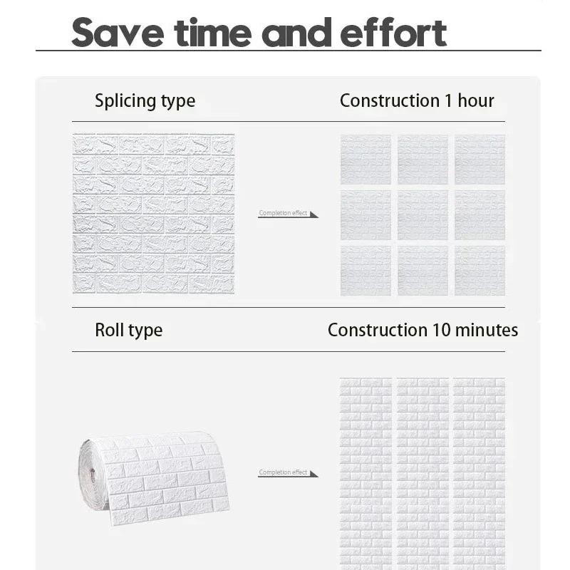 70смx10м Самоклеящиеся обои Декор Античные Обои из пенокирпича Гостиная Спальня Водонепроницаемая 3D наклейка на стену