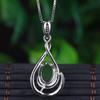 Tancise 925 Sterling Silver Classic Women Jade Necklace Pendant Zircon Fashion Gift