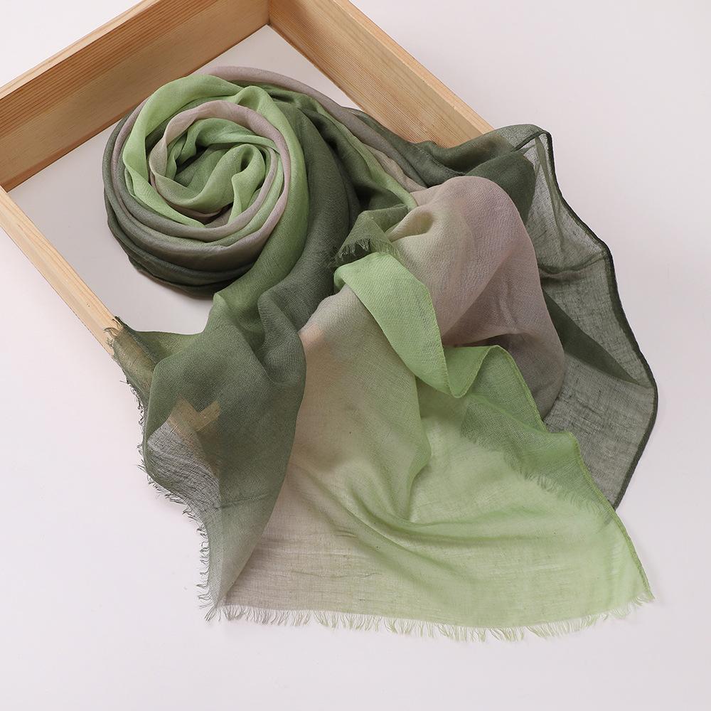 Muslim Tie-Dye Cotton Rayon Modal Hijab Long Scarf Islam Hijabs for Women's Turbans Soft Lightweight Head Wrap Scarf