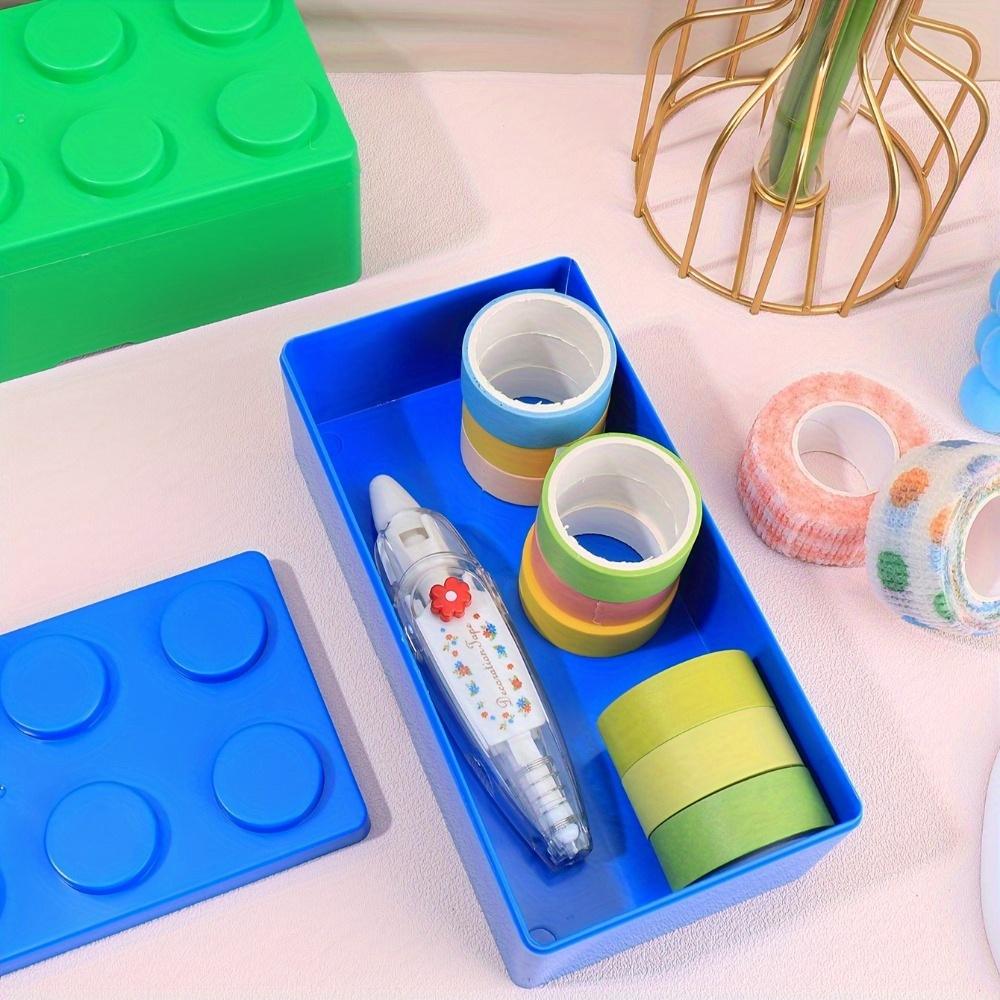 Прямоугольный пенал из строительных блоков, Органайзер для канцелярских принадлежностей в стиле кампус, Коробка для хранения на рабочем столе, Коробка для хранения в офисе