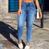 Women's High Waist Washed Women's Jeans Fashionable Versatile Straight Leg Pants