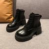 Fashion Autumn Winter New Soft Leather Ankle Boots Ladies Shoes Platform Lace Up Chelsea Black White Short Botas Thick Heeled Botines