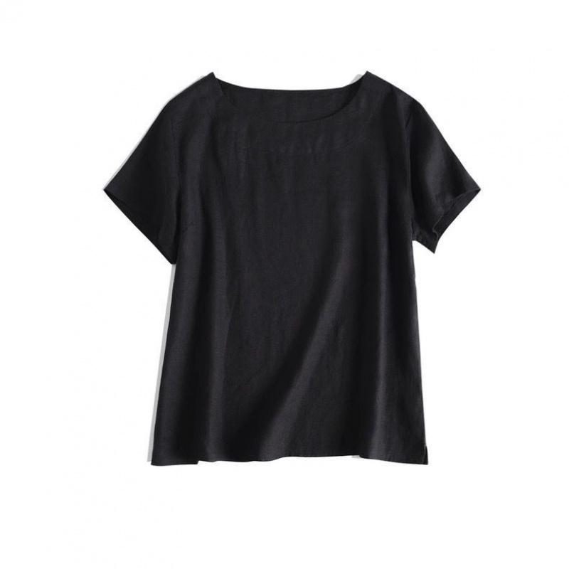 Summer Commuting Simple and Artistic Thin Round Neck Short Sleeve Women's Casual T-Shirt Top