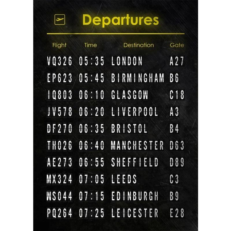 Абстрактные плакаты и принты для настенного искусства с отправлениями и прибытиями в аэропорту, креативные минималистичные картины на холсте, фотографии, декор для комнаты, дома