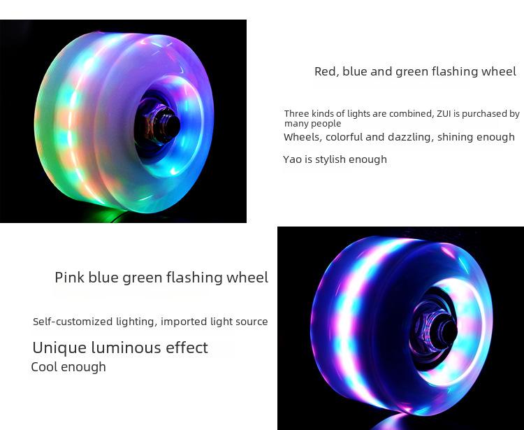 Luminous Double-Row Roller Skates with Colorful Wheels & PU Shock-Absorbing Outdoor Skates