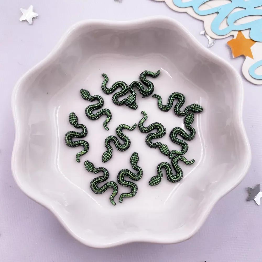 100Pcs Resin Glitter Colorful Little Snake Flat Back Rhinestone Scrapbooks Wedding Decor Crafts DIY Nail Art Jewelry Accessories