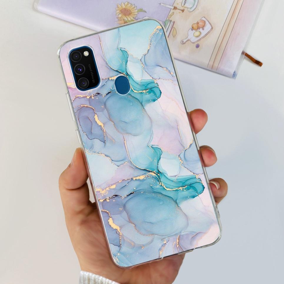 For Cover Samsung M21 Case Marble Cartoon Tpu Silicon Soft Back Phone Cover Cases For Samsung Galaxy M21 M 21 Bumper Funda Capa