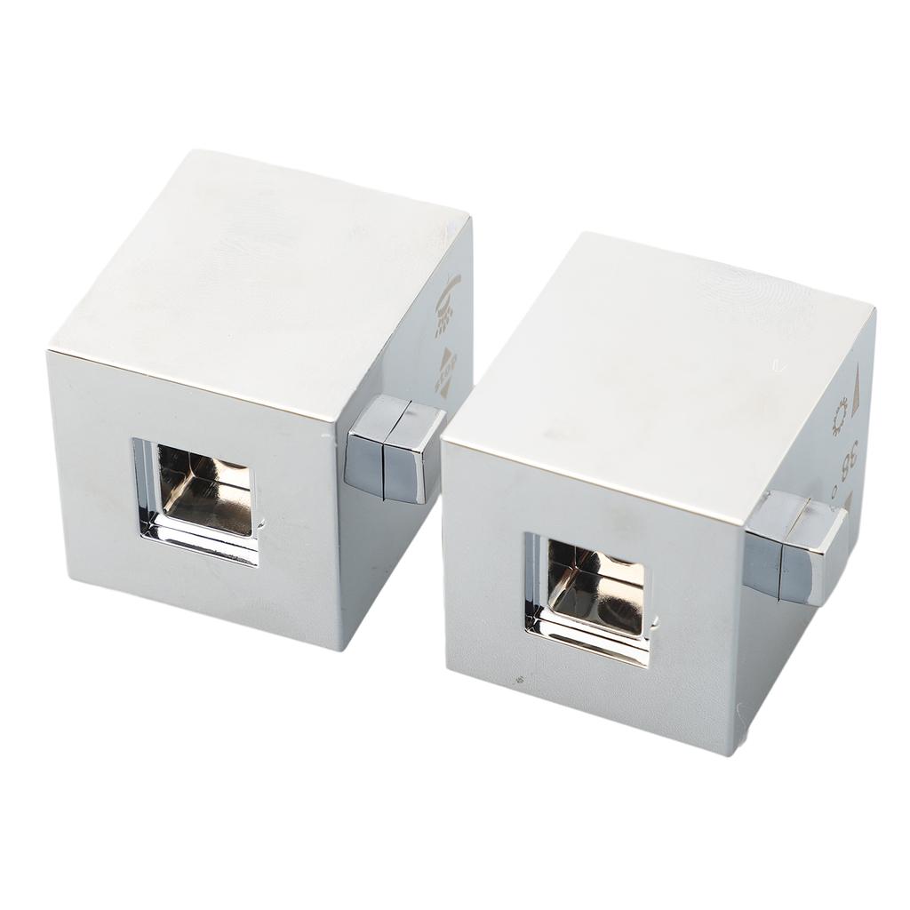 Replacement Square Thermostatic Shower Handle Knob Set for SMA Mixer Chrome Finish with Stop Ring and Grub Screw