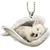Cute Acrylic Car Mirror Pendant With Angel Wings Perfect For Dog Lovers Gifts