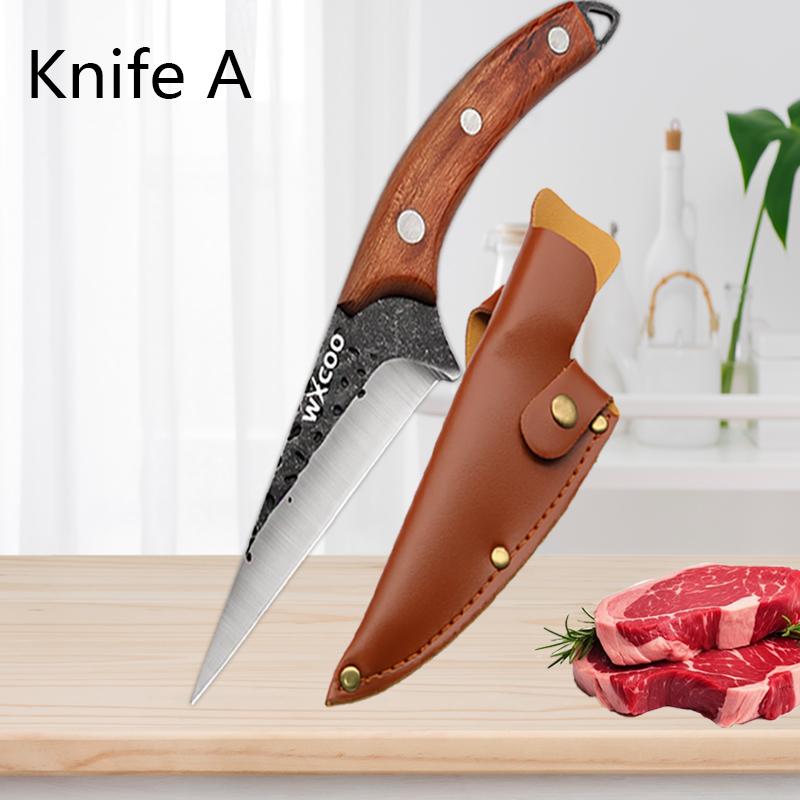 1pcs Stainless Steel Fillet Boning Knife Professional Chef's Kitchen Knife Forged Meat Cleaver Fish Slicing Knife Wooden Handle