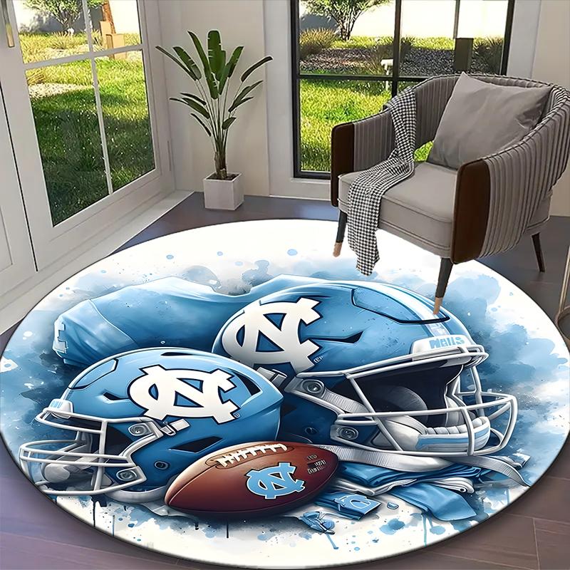 Football Design Print Round Rug, Multi-functional Office Chair Sofa Carpet, Easy Clean Carpet for Home and Living Spaces