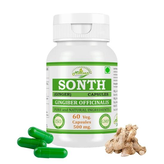 Morsan Nutraveda Sonth (Ginger, Zingiber Officinale) Extract Capsule | 60 X 500 Mg Veg Capsules | Eases Nausea, Supports Natural Inflammatory Balance