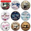 1pc 2d Flat Vintage Sewing Room Round Wooden Sign - 20cm for Home, Room, Shop, Office, Tailor Shop, Door Decoration, Sewing Gift for Mom Grandma