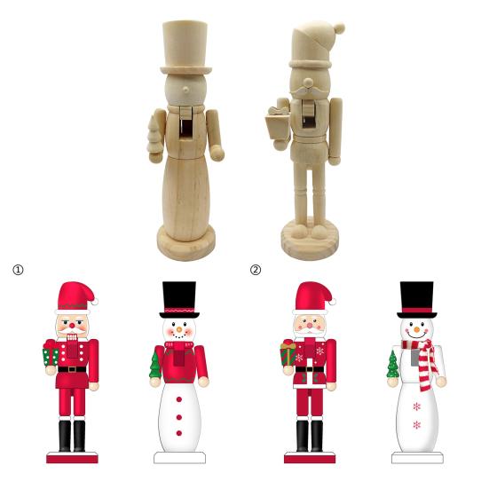 Нераскрашенная рождественская фигурка Щелкунчика Сделай сам Пустая фигурка солдатика Щелкунчика Незаконченная деревянная фигурка Щелкунчика для рождественского украшения, поделочный проект