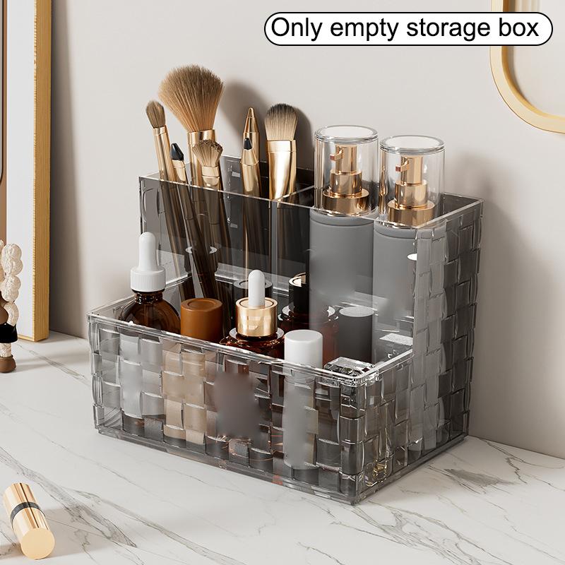 Clear Pet Makeup Brush Holder Desk Cosmetic Stationery Organizer Lipstick Storage Box Nail Polish Display Stand Rack Case