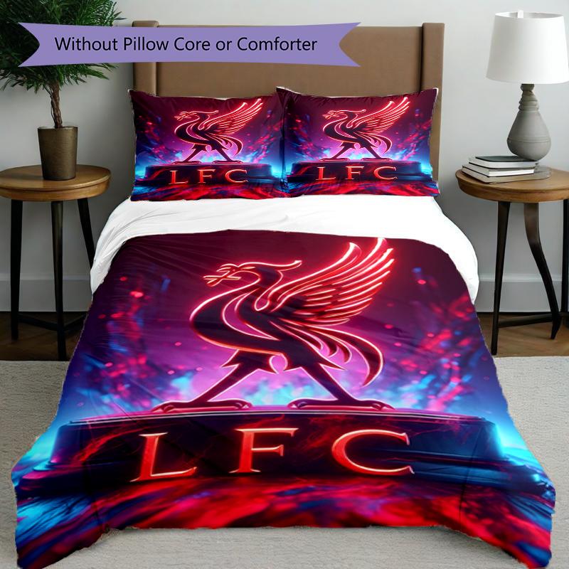 3pcs Duvet Cover Set (1*Duvet Cover + 2*Pillowcase, Without Core),Liverpool F.C Print Bedding Set, Bedroom Decor, All‑Season, Birthday Gift