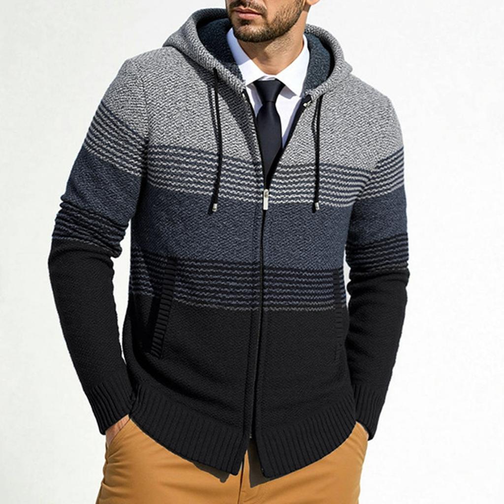 Мужской плюшевый и толстый свитер в цветовой гамме, мужская одежда, куртка, кардиган с капюшоном