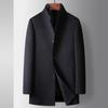 Men's Coat Autumn and Winter Mink Stand-up Collar Woolen Coat Middle-aged Business Double-sided Woolen Goose Down Liner Thickened Trench Coat
