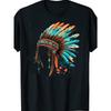 Европейские размеры Мужская футболка с графическим принтом Индейский головной убор для мужчин, Круглый вырез, Трикотаж, Обычная посадка, Идеально подходит для тренировок и активного отдыха