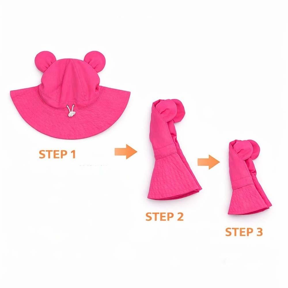 Cartoon Bear Kids Sunshade Bucket Cap Breathable Folding Baby Sun Hat Children Fisherman Hat Girls