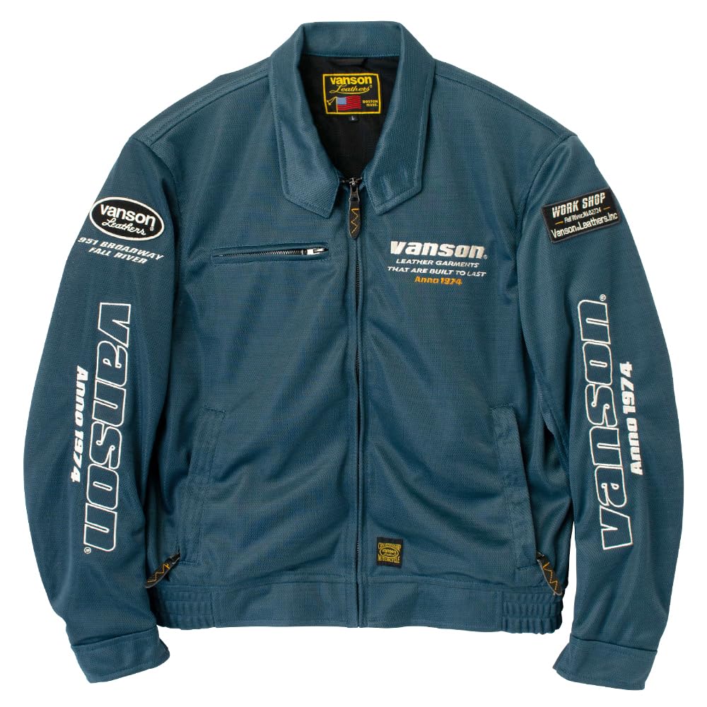 Vanson Men's Mesh Swing Top Jacket in Navy/White