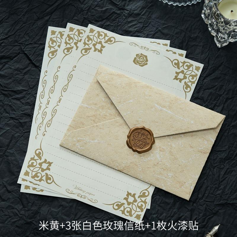 Gilded Envelope Letter Paper Set With Wax Seal For Valentine S Day