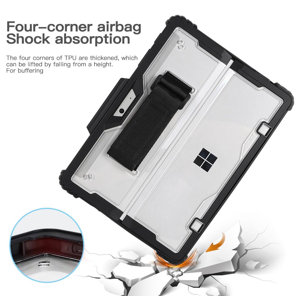 For Microsoft Surface Pro 10 Case Kickstand PC+TPU+Acryclic Tablet Cover with Shoulder Strap