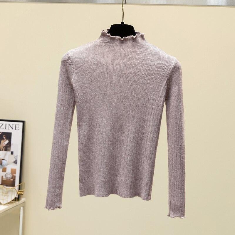 Осень 2023, женский вязаный свитер, модные зимние тонкие пуловеры, свитера с длинным рукавом, вязаный топ, женский 28728