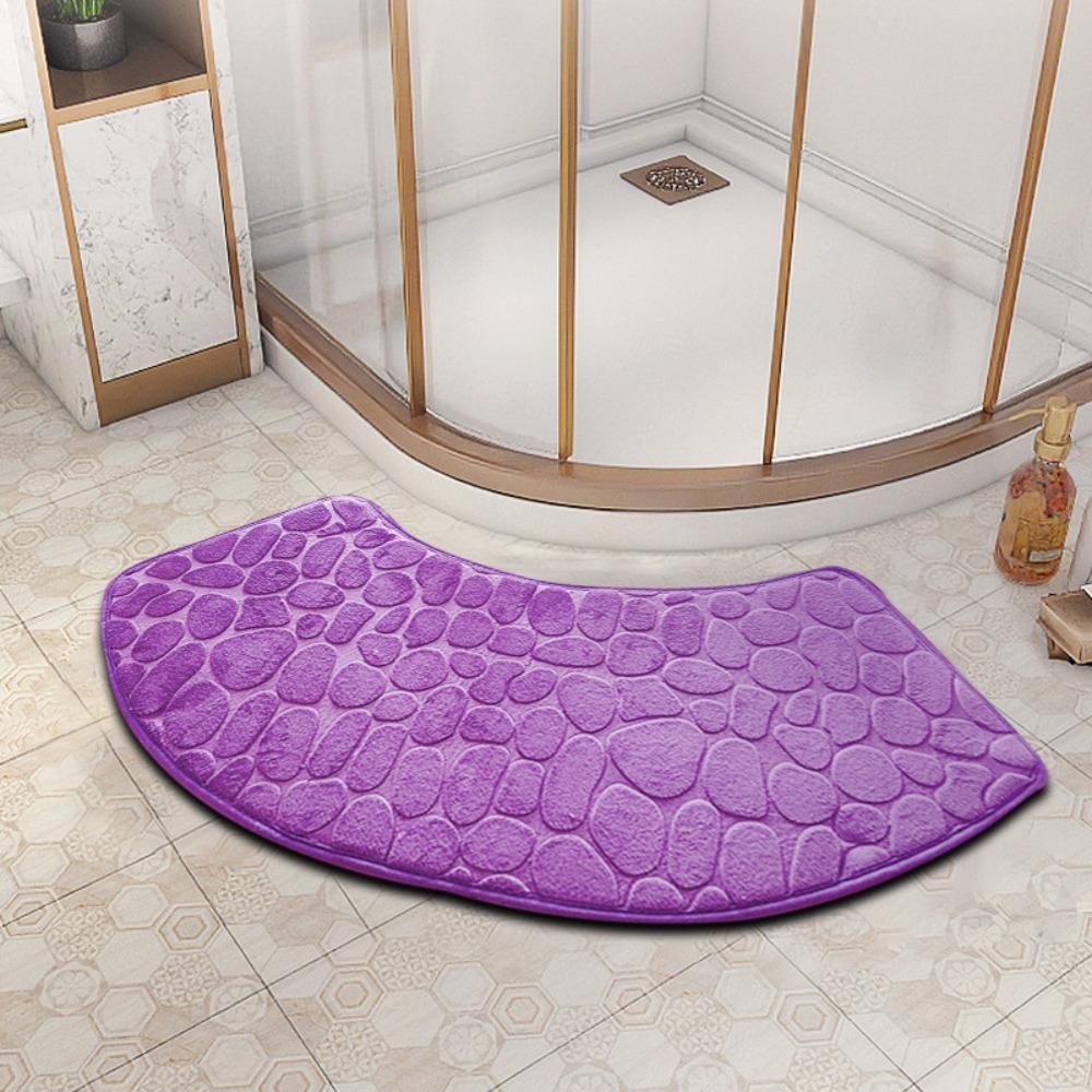 Practical Curved Bath Mat Cobblestone Thickened Shower Doormat Absorbent Non-slip Bathroom Floor Mat