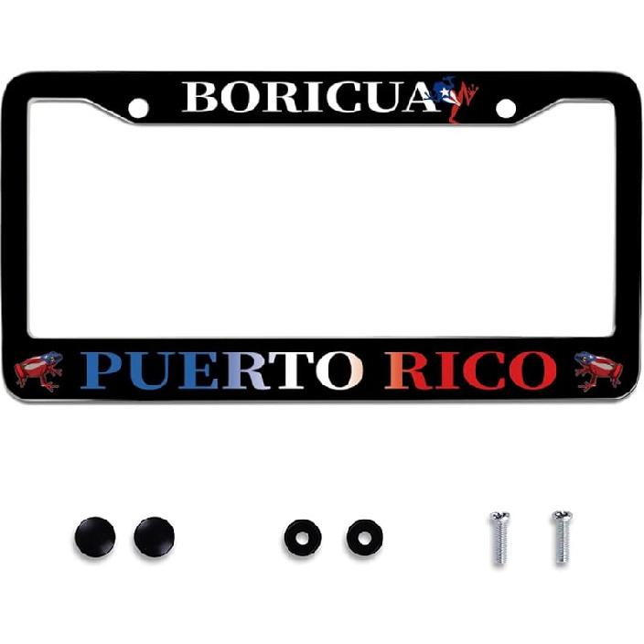Флаг Пуэрто-Рико Boricua Лягушка Персонализированные Рамки для Номерных Знаков n Рамка для Номерного Знака Автомобиля Универсальные Аксессуары Нержавеющая Сталь Декор Автомобилей Подходит