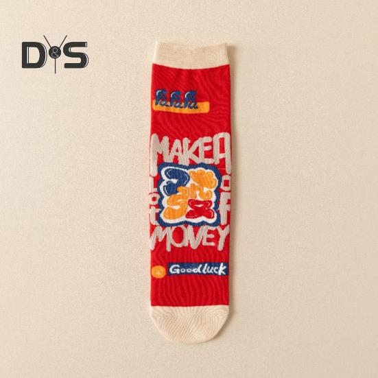 1 Pair Spring Festival Socks Cartoon Snake Print Festive Red New Year Socks Mid-tube Anti-slip Unisex Winter Socks