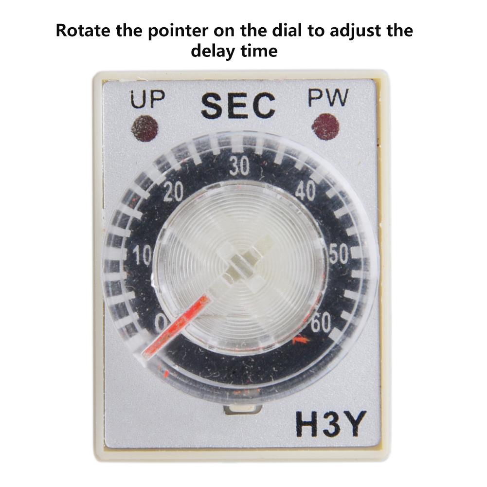 H3Y 2 Power On Time Relay Pointer Control Delay Timer 8 Pin 12VDC (60S)