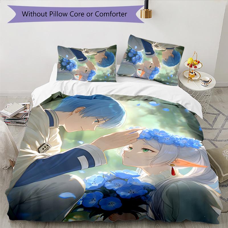 3pcs Frieren Design Cover Set - HD Printed Bedding with 1 Cover and 2 Pillowcases - Perfect for Home and Dorm Decor