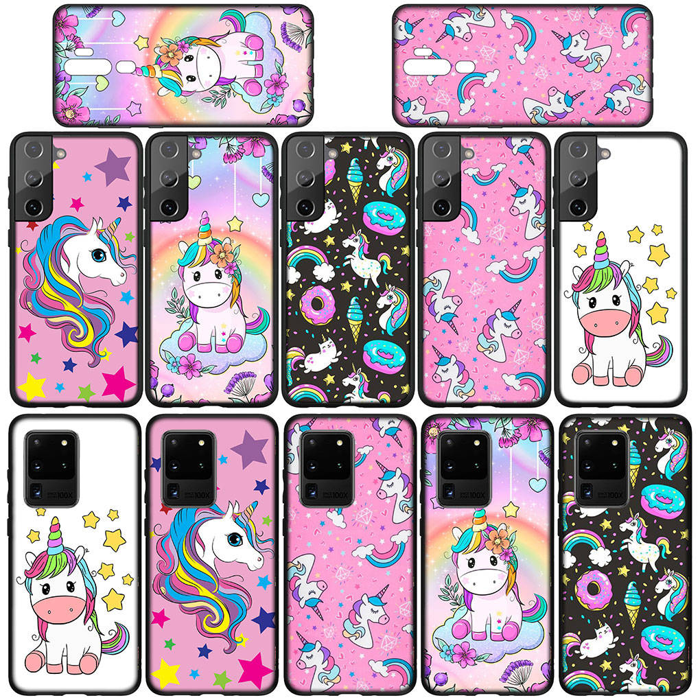 Чехол для телефона для Samsung Galaxy S25 S24 S23 iPhone 16 15 Xiaomi Redmi Note 14 13 12 16E X 11 Pro Max OPPO Moto G85 G54 Huawei Розовый Единорог Лошадь Чехол