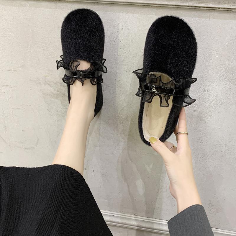 Женская обувь 2024 года, новые женские туфли на плоской подошве с круглым носком, плюшевые флиса для тепла, однотонные, повседневные, удобные туфли на плоской подошве, лоферы
