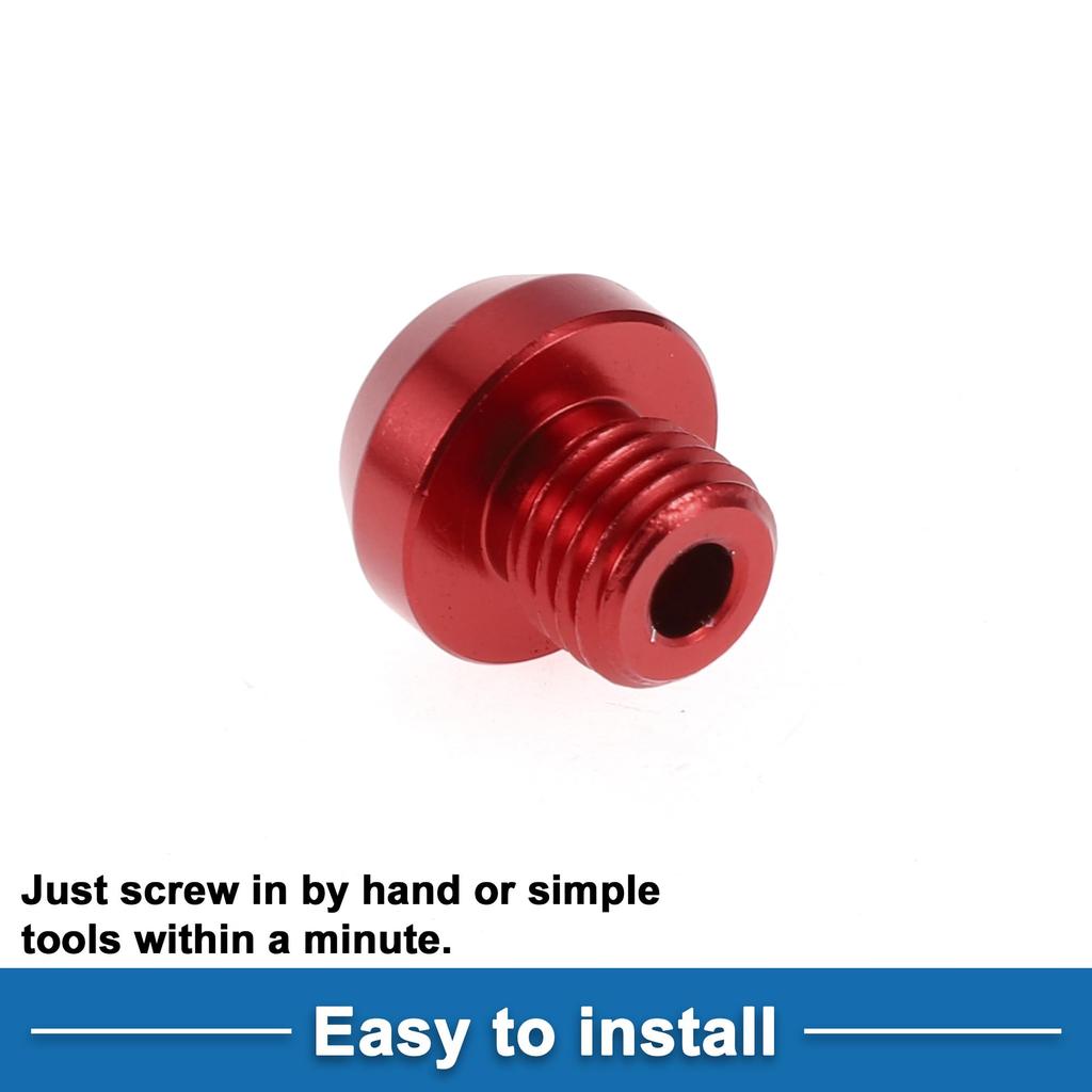 A ABSOPRO Motorcycle Mirror Hole Plug Right Hand M10x1.25 Motorcycle Rear View Mirror Screw Red 2pcs
