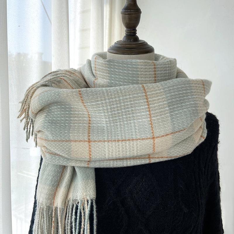 Women Scarf Winter Warm Plaid Shawl Unisex Women's Tassel Pashmina Ladies Cashmere Wrap Female Luxury Stoles Male Thick Neckerchief