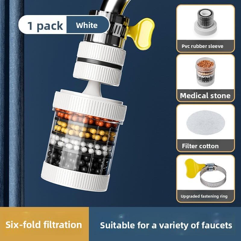 Фильтр для крана с 6-ступенчатой очисткой – Экономитель воды с защитой от брызг (Майфаньский камень) для кухни