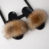 Furry Slippers for Women The Same Style In Summer Real Fox Fur Slippers Plus Size Female Sandals