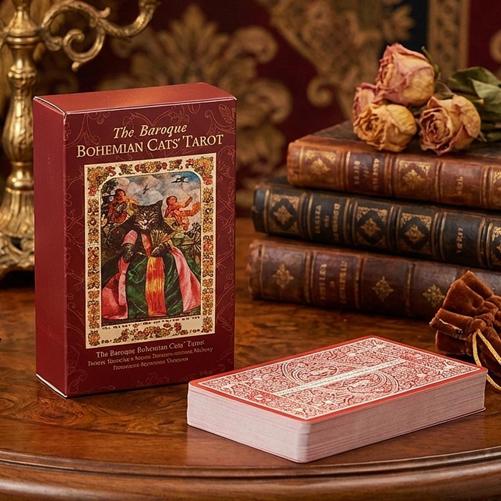 The Baroque Bohemian Cats’ Tarot Deck 12*7cm, 79-Card Feline Fantasy Vintage Baroque Style Cat Tarot Double-embossed