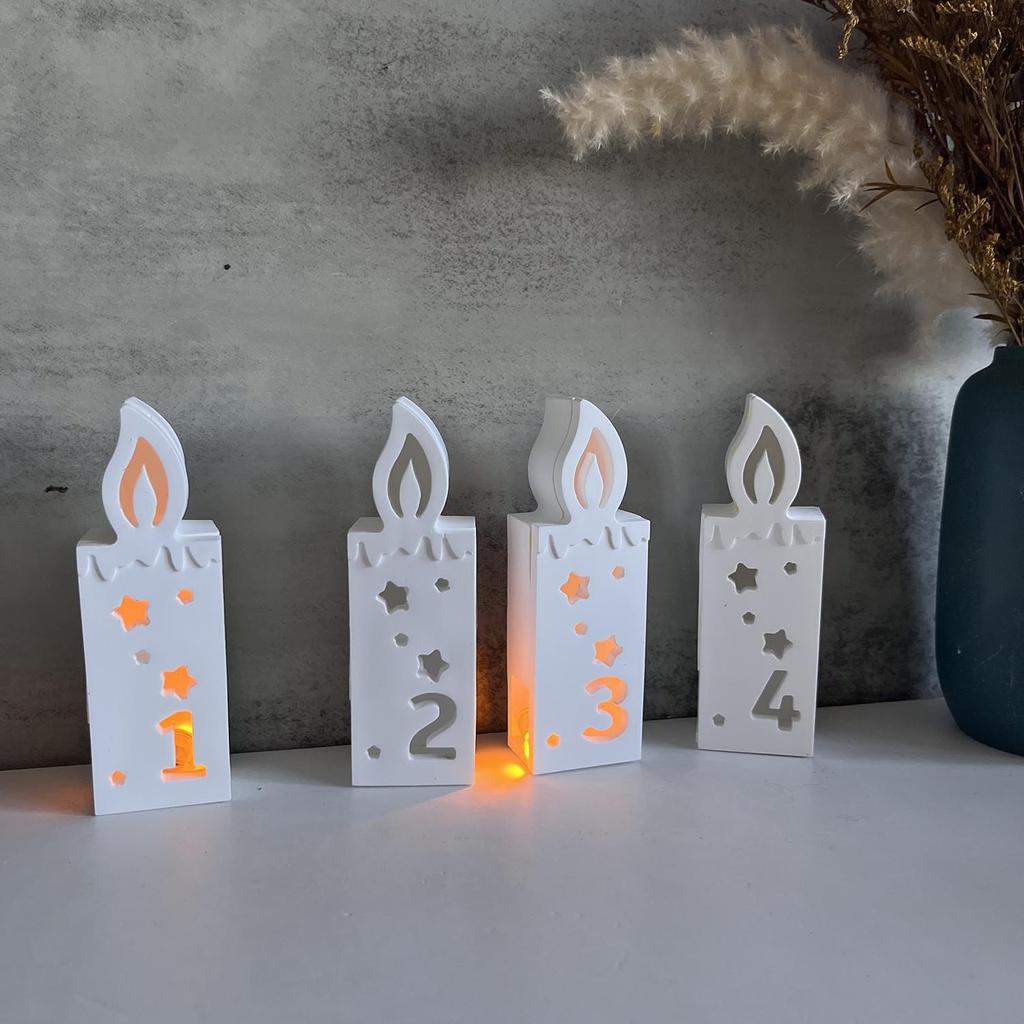 1,2,3,4 Number Candle Ambient Light Silicone Mold Christmas Advent Plaster Drip Molds