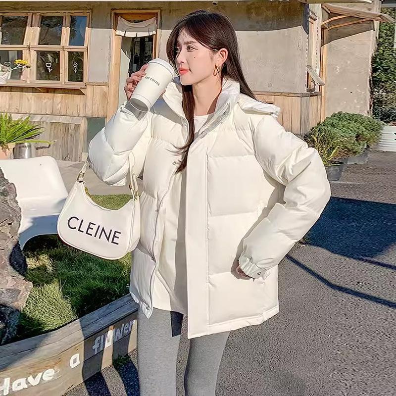 Короткая куртка-пуховик женская зимняя 2024 года, новая утолщенная куртка с капюшоном в студенческом стиле для пары, белая куртка на утином пуху, большой размер