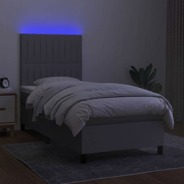 Maison Exclusive - Sommier à lattes de lit avec matelas et LED Gris clair 90x190cm