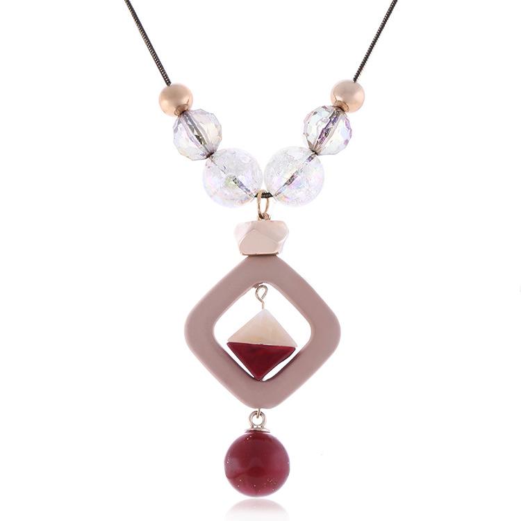 JMXD-Acrylic Necklace Women, Painted Bead Pendant Sweater Chain, New Accessories Fashion Jewelry